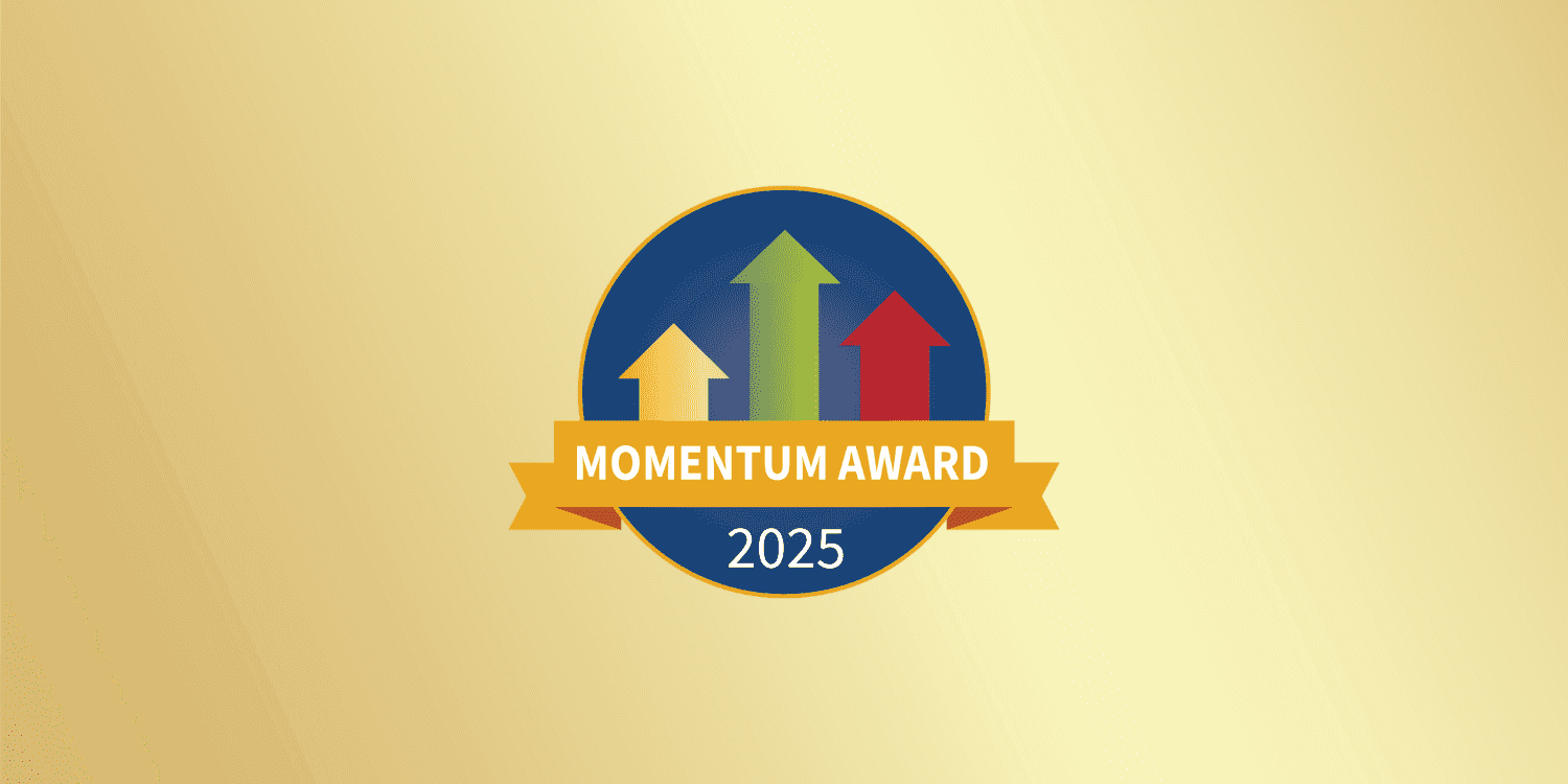 Momentum Award 2025 logo with three upward arrows.
