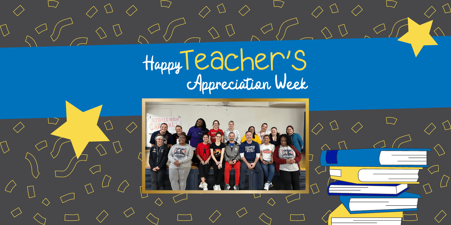 Teacher Appreciation Week graphic with group photo of adults.